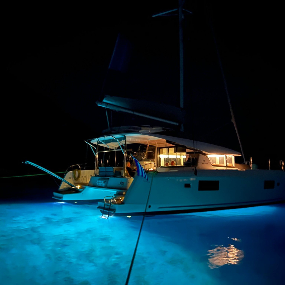 Catamaran JOY anchored overnight.